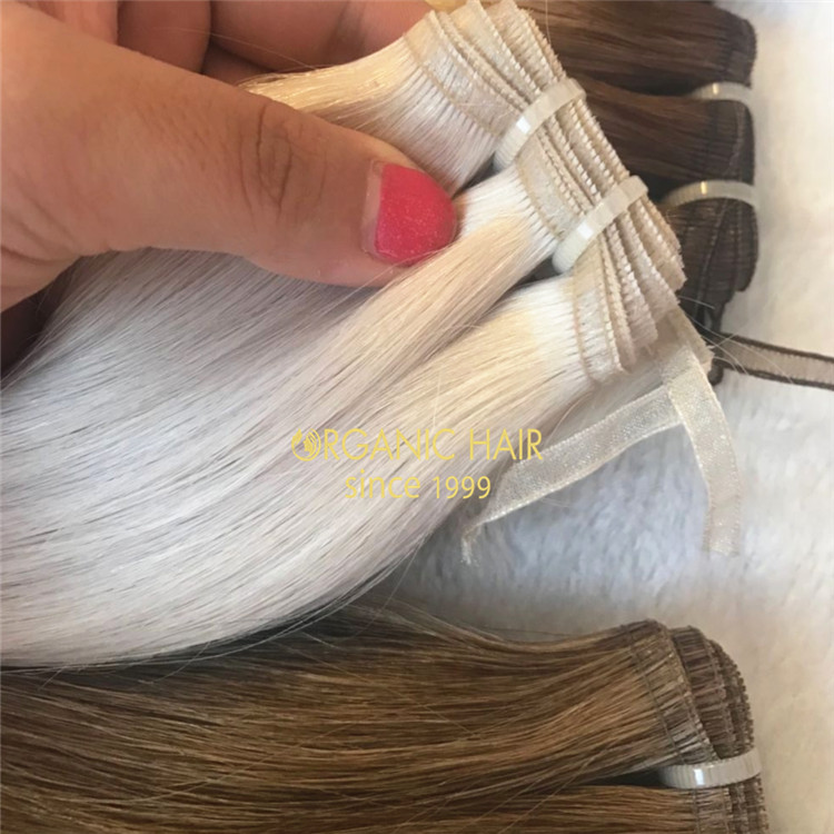 Double drawn remy human flat weft hair extensions A132